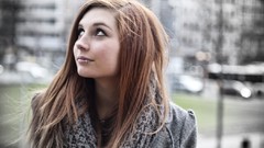 Woman jackets outdoors brown eyes streets piercings redheads 