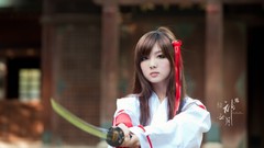 Woman Japan Katana asians brunettes cosplay Japanese clothes 
