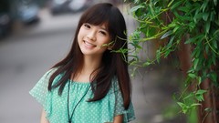 Woman Japanese asians smiling bangs models Girl Outdoor