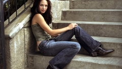 Woman jeans Actress stairways