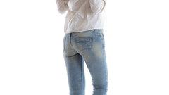 Woman jeans barefoot Mathea