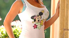 Woman jeans blondes mickey mouse Polish huge boobs denim skirts 