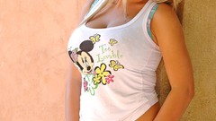 Woman jeans blondes mickey mouse Polish huge boobs Ines Cudna