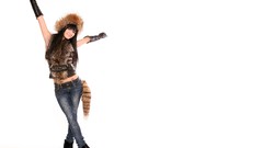 Woman jeans hats brunettes high heels Svetlana