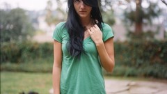 Woman jeans outdoors freckles