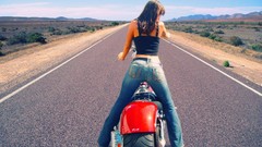 Woman jeans roads motorbikes