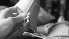 Woman jeans undressing grayscale