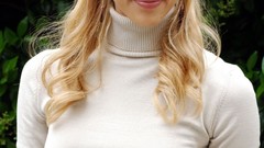 Woman Jumper Jessica Alba faces earrings outdoors blondes 