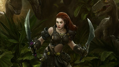 Woman jungle Dinosaurs fantasy