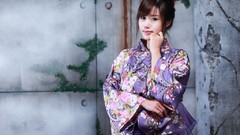 Woman kimono asians bangs models Korean Song Jina