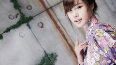 Woman kimono asians bangs models Korean Song Jina