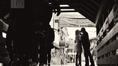 Woman kissing street love