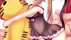 Woman kiwi navel beds Ribbons fruits curtains blondes anime 