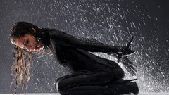 Woman latex brunettes bondage high heels gagged