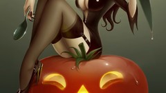 Woman latex From Hell Halloween Vampires Knives tomatoes artwork