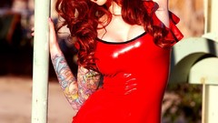 Woman latex tattoos models redheads boobs huge boobs Vanessa 