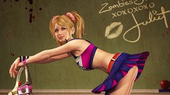 Woman legs blondes skirts video games lollipop chainsaw upskirt
