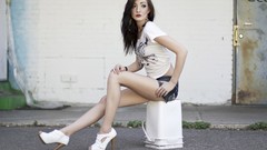 Woman legs brunettes piercings models samantha erdal nose ring