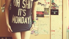 Woman legs hate Monday