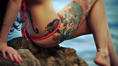 Woman legs outdoors tattoos models Sakura Redd