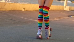 Woman legs striped legwear striped clothing rollerskates