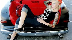 Woman legs tattoos pinups Sabina Kelley