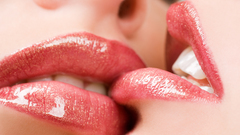 Woman lesbians lips kissing