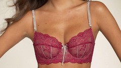 Woman lingerie green eyes brunettes Barbara Herrera