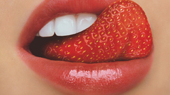 Woman lips artwork strawberries