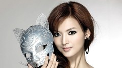 Woman lips Asia asians brunettes models Simple Background 