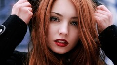Woman lips faces dark eyes redheads pale skin Dora Lovey