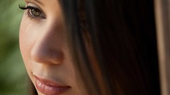 Woman lips faces green eyes brunettes pornstars hair in face 