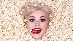 Woman lips funny faces blondes popcorn derp