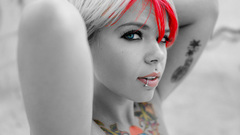 Woman lips pierced lips