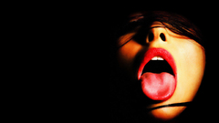 Woman lips tongue open