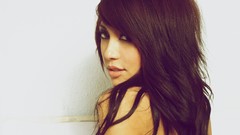 Woman lips white background faces brown eyes brunettes black 