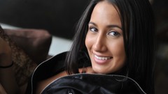 Woman living room smiling models black hair nipples teen Amia 