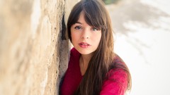 Woman long hair blue eyes brunettes models Pauline Hita