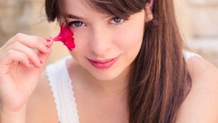 Woman long hair blue eyes brunettes models Pauline Hita