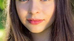 Woman long hair blue eyes brunettes models Pauline Hita