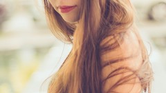 Woman long hair blue eyes brunettes models Pauline Hita