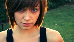 Woman long hair blue eyes brunettes models Sierra Love