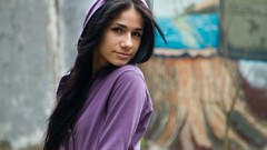 Woman long hair brunettes black hair Met-Art magazine Malina A