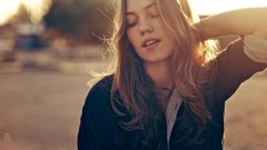 Woman long hair closed eyes brunettes carlos nunez teen