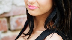 Woman long hair green eyes brunettes models cleavage MFC arayah