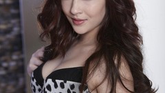 Woman long hair lingerie brunettes models curly hair Twistys 