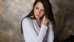 Woman looking down brunettes Met-Art magazine Semmi A