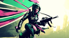 Woman machine gun digital art video games APB reloaded