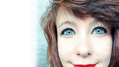 Woman makeup close-up faces smiling brunettes overscan