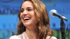 Woman marvel Natalie Portman microphones laughing panels 